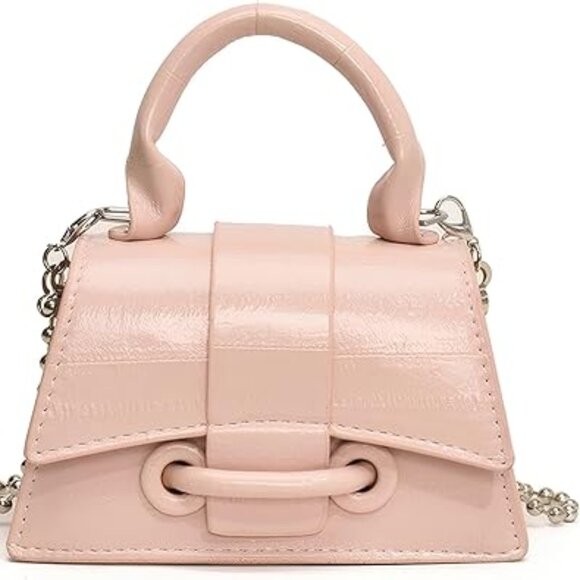 Neiman Marcus Glossy PU Leather Mini Top Handle Crossbody Bag